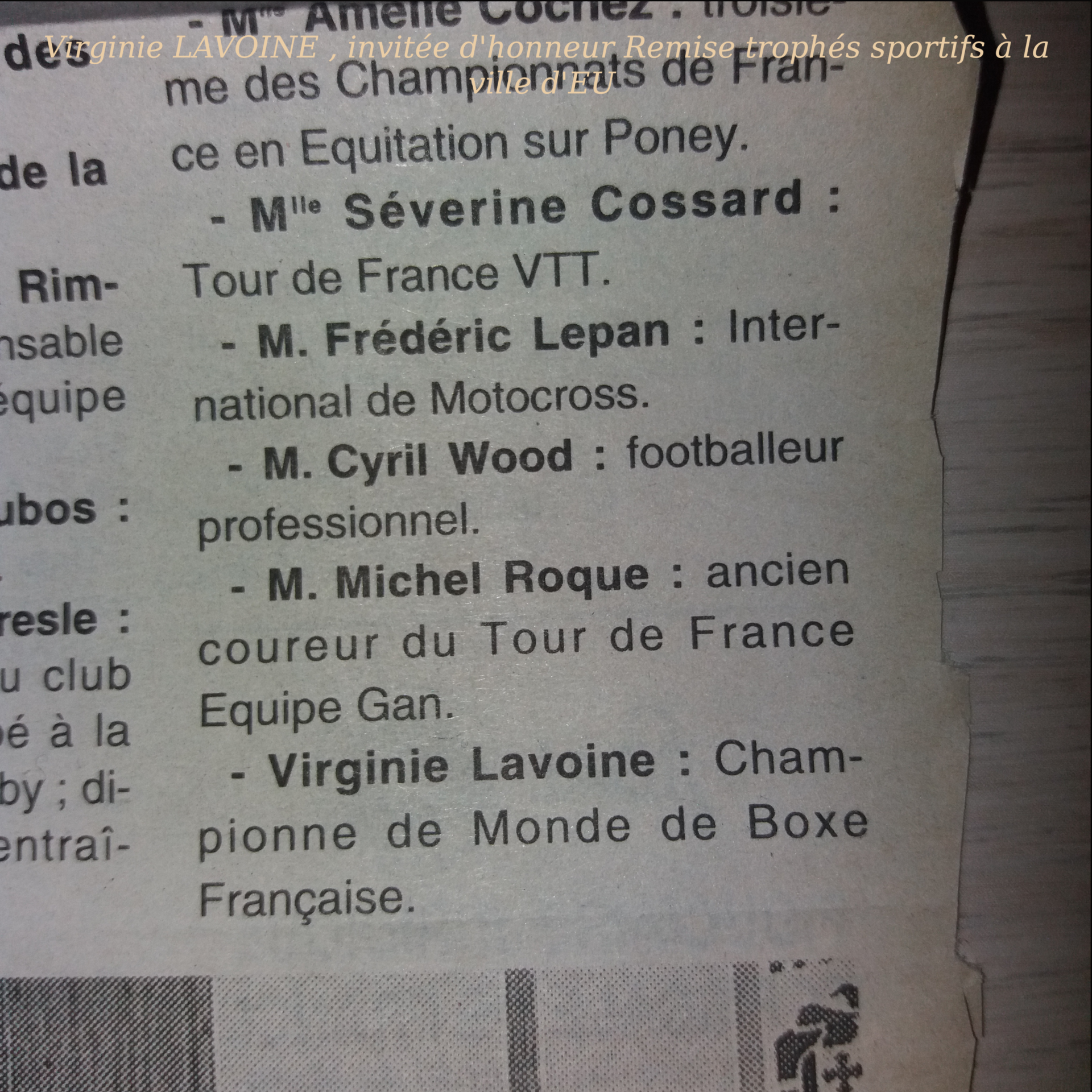 Virginie invitea eu trophes sportifs